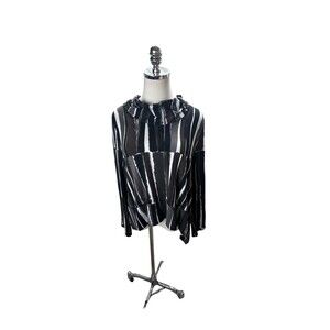 Liv Top Women's Size Large Black White Stripes Long Sleeve Habitat Clothes